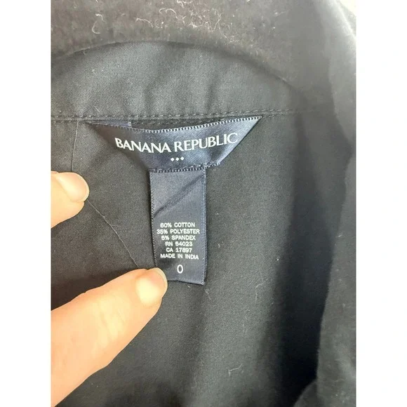 Banana Republic Black Utility Shirt Dress Short Sleeve Button Front Waist Tie Sm - Picture 11 of 12